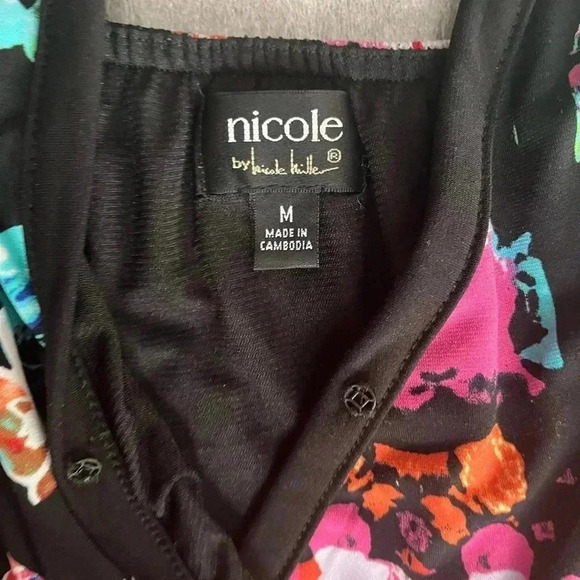 [M]Nicole  by Nicole Miller Black Floral Jumpsuit - Picture 3 of 9